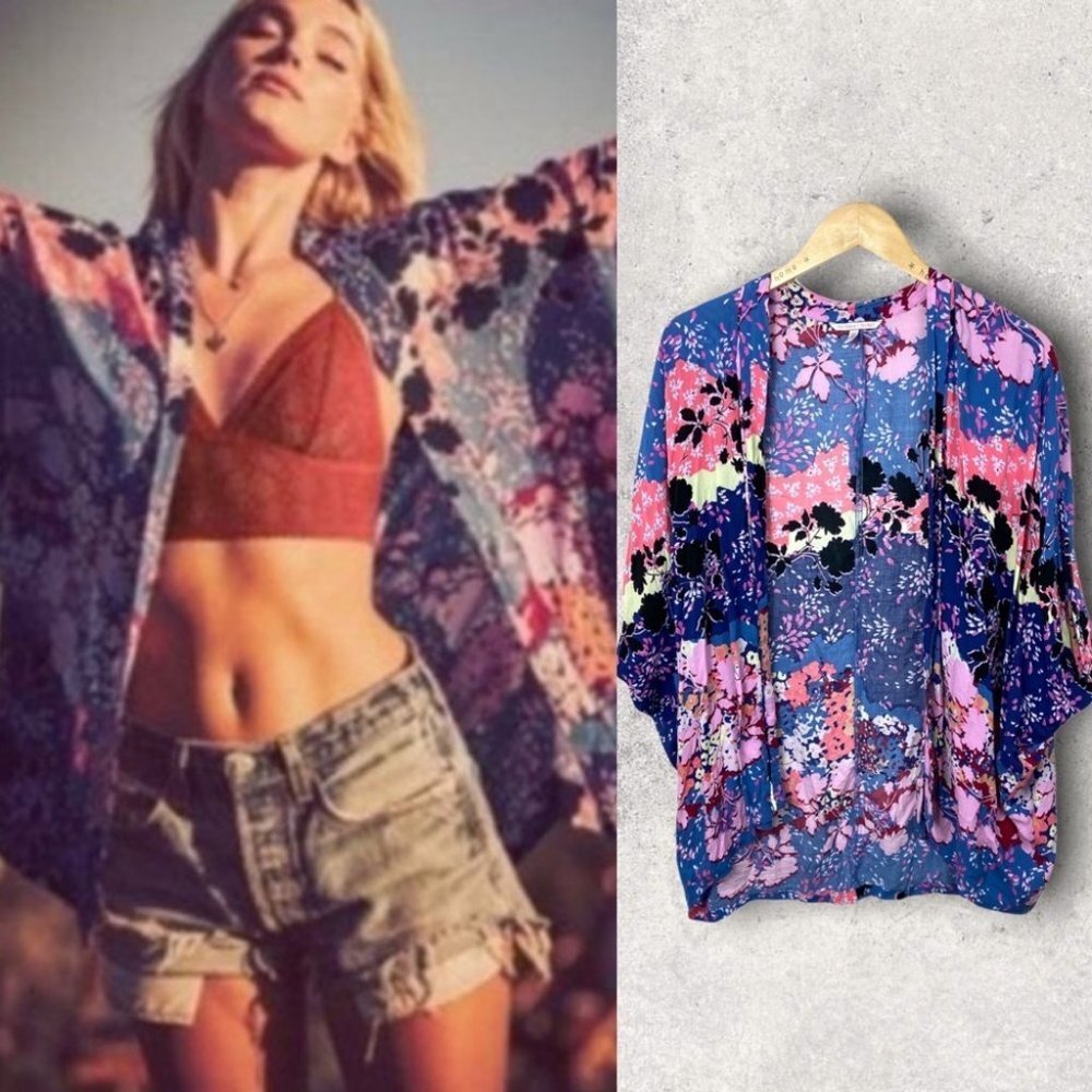 VICTORIA Secret Bohemian Print floral Kimono Kaftan Beach Cover Up Top Oversized